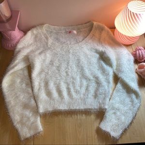SOLD Original American Apparel Cali Sun & Fun Fuzzy Cropped Sweater in White